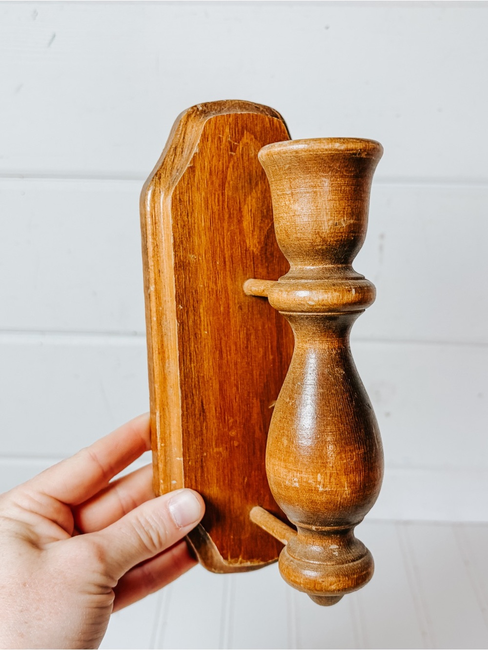 Vintage Single Wall Sconce Candle Holder | Wooden Candle Holder